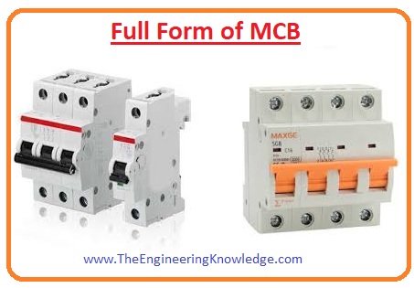 Difference Between MCB, MCCB, ELCB, RCCB, Rating of MCB, Types of MCB, Working Principle of MCB, Operation of MCB, Construction of MCB, full Form of MCB in Electrical, 