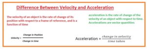 Difference Between Velocity and Acceleration