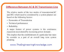 Difference Between AC & DC Transmission Line - The Engineering Knowledge