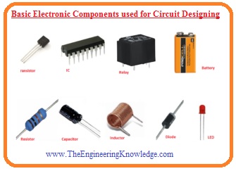 Basic Electronic Components used for Circuit Designing diode capacitor inductor transistor led IC battery inductor