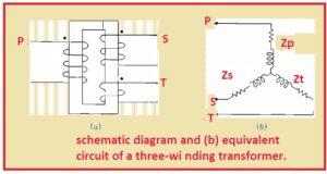 equivalent circuit of a three-wi nding transformer.