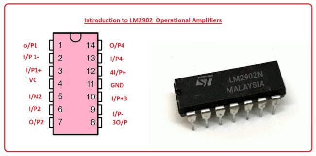 Introduction to LM2902 Operational Amplifiers Introduction to LM2902 Operational Amplifiers LM2902 Pinout, LM2902 basics, basics of LM2902, getting started with LM2902, how to get start LM2902, LM2902 proteus, Proteus LM2902, LM2902 Proteus simulation