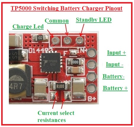 TP5000 Switching Battery Charger Pinout