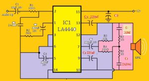 Amplifier circuit using LA4440 IC