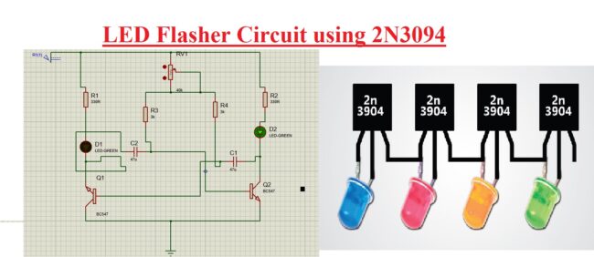 LED Flasher Circuit using 2N3094 LED Flasher Circuit using 2N3094