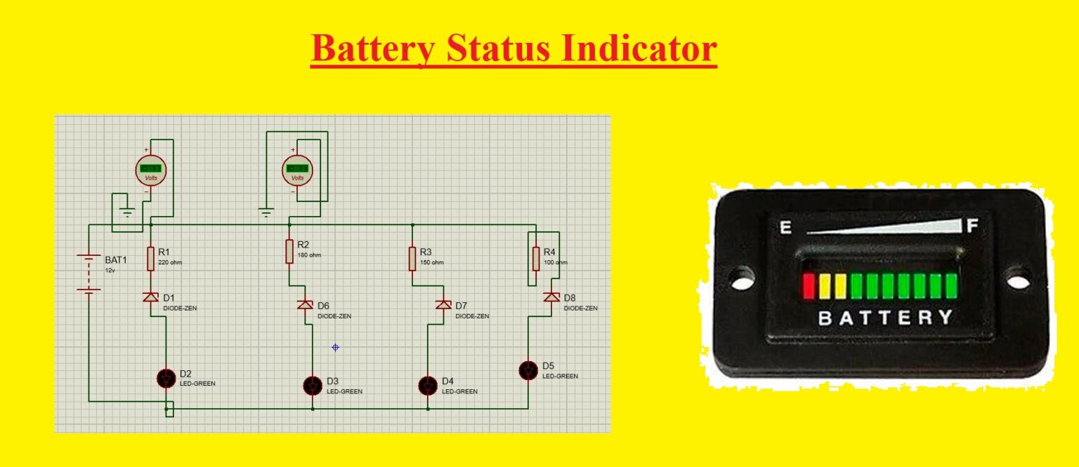 Battery Status Indicator CircuitProteus The Engineering Knowledge