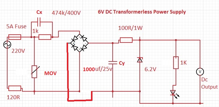 6V DC Transformerless Power Supply 6V DC Transformerless Power Supply