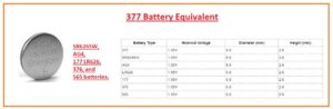377 Battery Equivalent Chart
