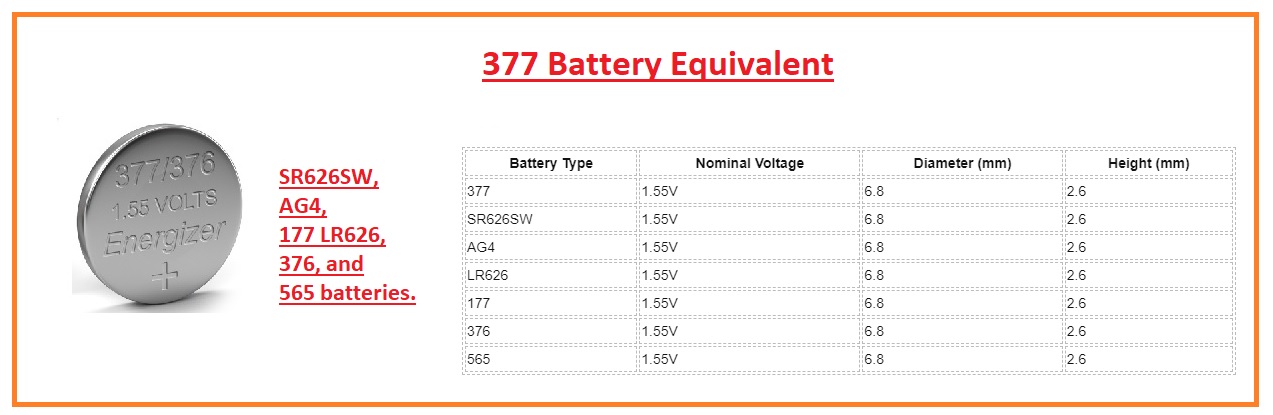 Conversion Chart For 377 Batteries