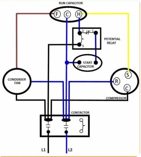 AC capacitor wiring diagram