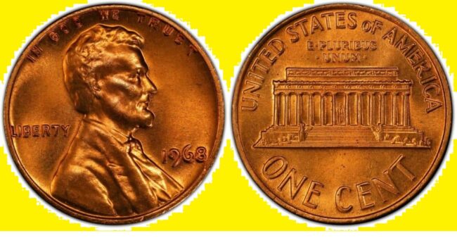 1968 Penny in God We Trust Touching Rim