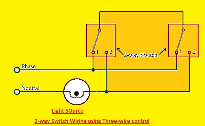 2-way Switch Wiring using Three-wire control