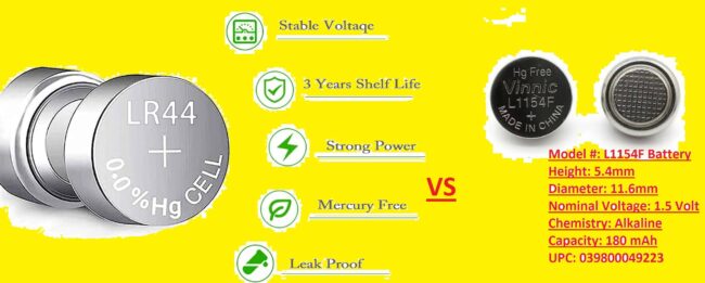 LR44 battery vs L1154F battery