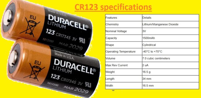 CR123 specifications CR123 specifications