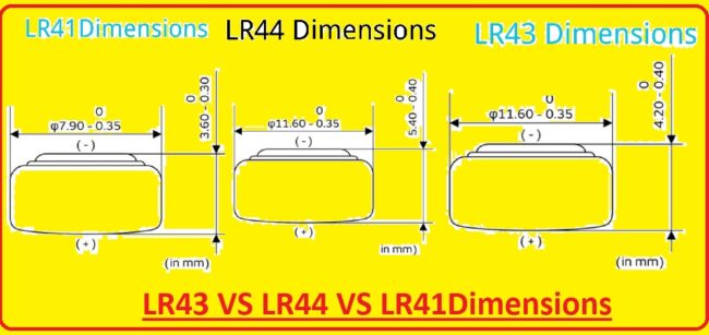 LR43 VS LR44 VS LR41 Dimensions LR43 VS LR44 VS LR41Dimensions