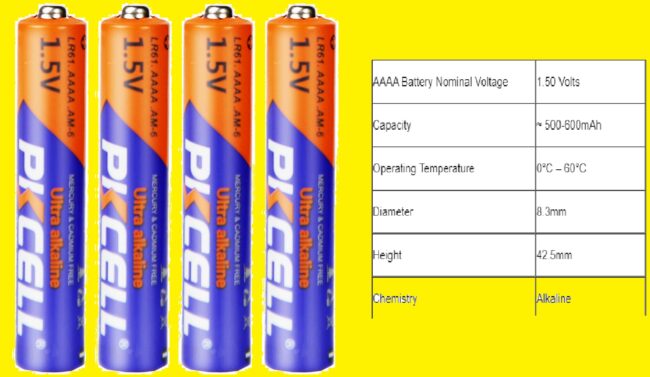 Specifications AAAA Battery Specifications AAAA Battery