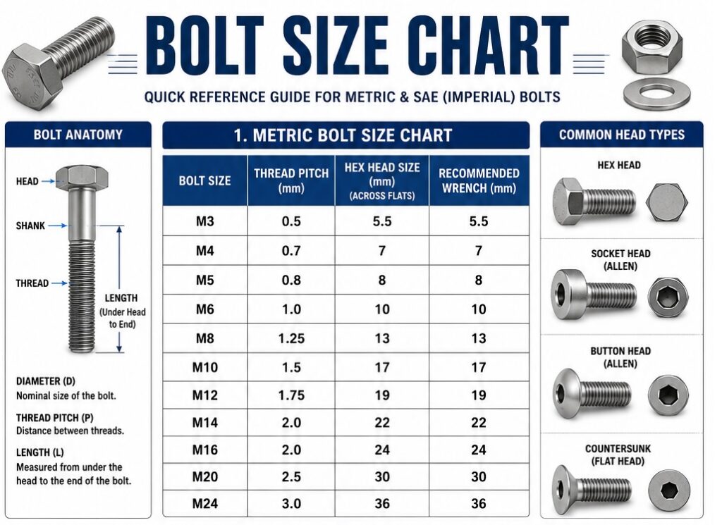 Bolt Sizes Chart