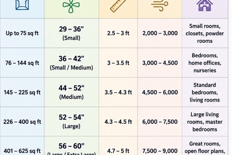 Ceiling Fan Size Chart