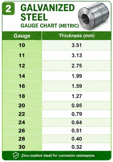 Galvanized Steel Gauge Chart