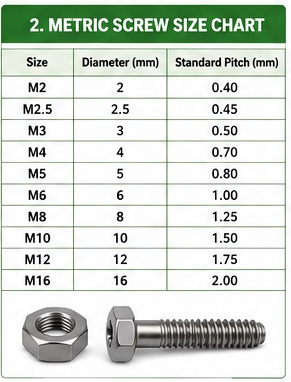 Metric Screw Size Chart