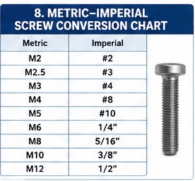 Metric–Imperial Screw Conversion Chart