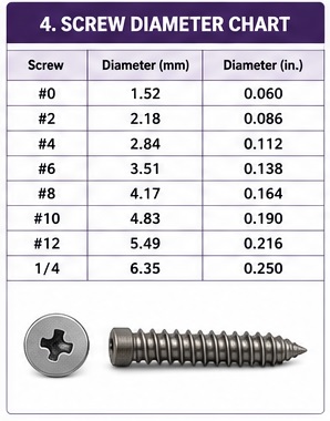Screw Diameter Chart