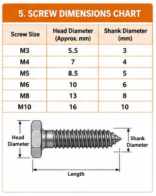 Screw Dimensions Chart