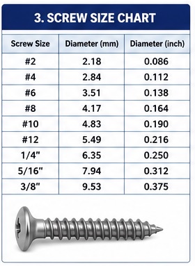 Screw Sizes Chart
