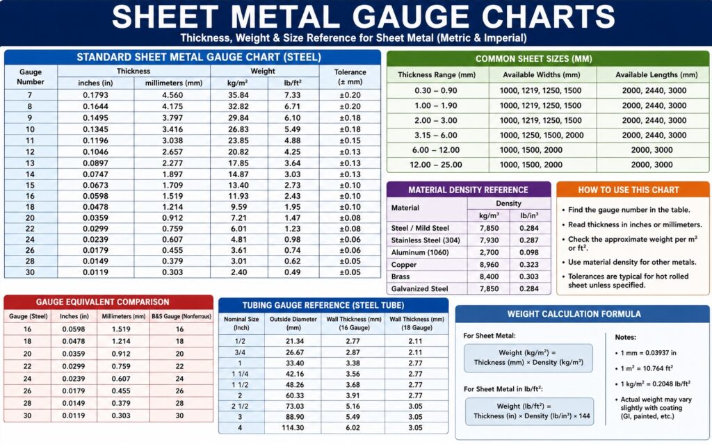 Sheet Metal Gauge Chart