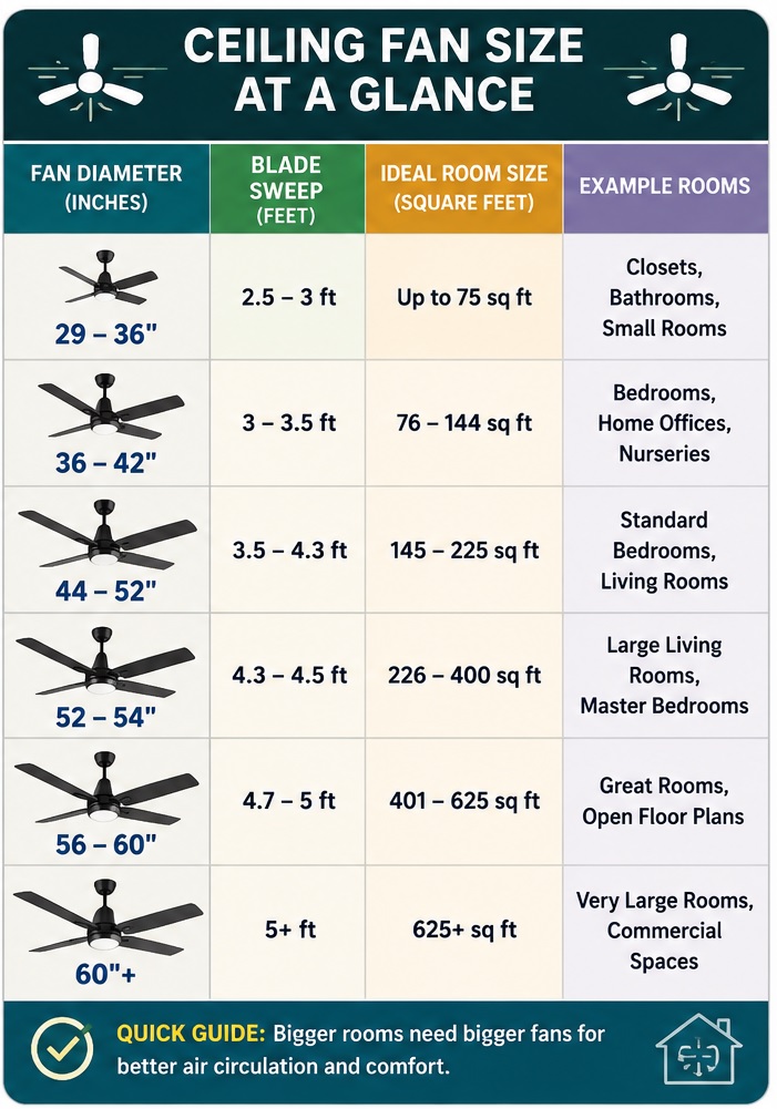 fan size chart