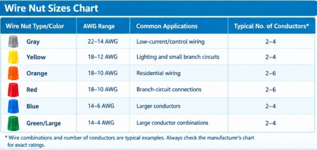 Wire Nut Sizes Chart Wire Nut Sizes Chart